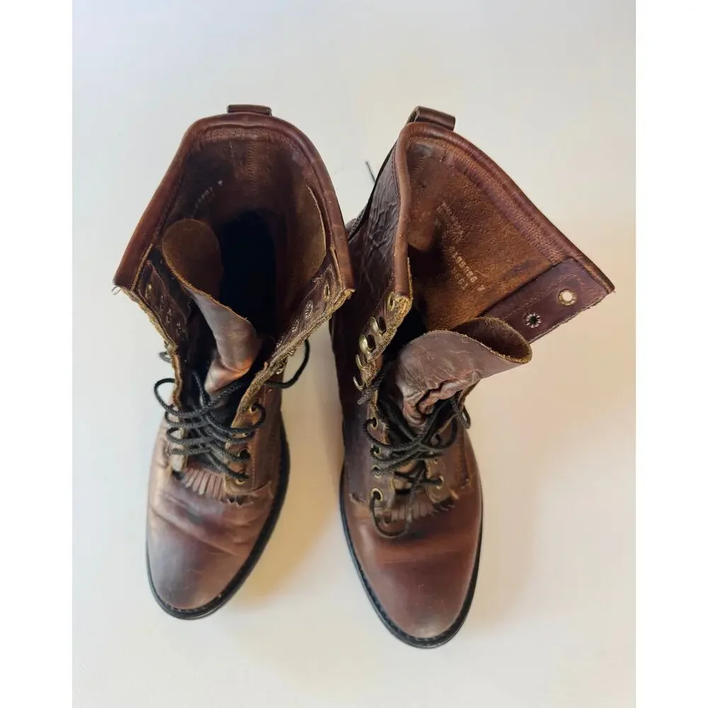Vintage USA Made Leather Work Boots Aero Glide Soles Brown Men's 8.5D?